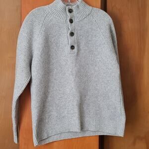 Mens Banana Republic Extra Fine Merino Wool Henley Sweater Gray Large